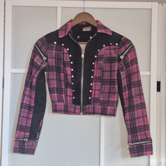 Lip Service Plaid Pink and Black Women's Jacket - Picture 1 of 15